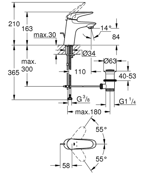 Смеситель для раковины Grohe Eurostyle 23707003