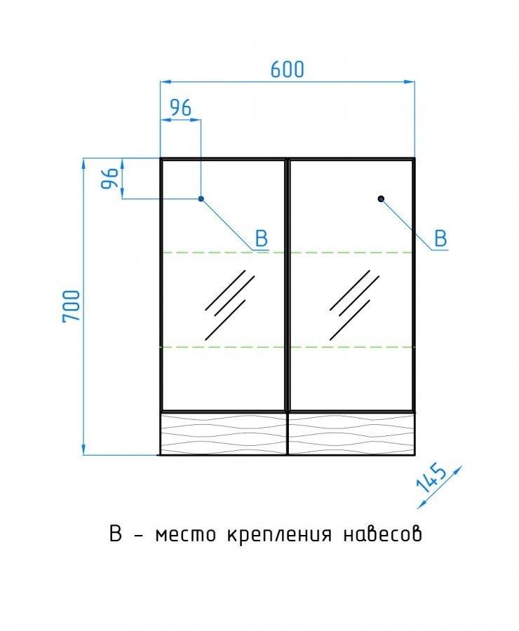 Шкаф зеркальный Style Line Ассоль 60 Люкс техно платина