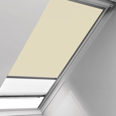 Штора рулонная Velux DFD Дуо 1085 бежевая/белая (M06) 78х118 см на направляющих