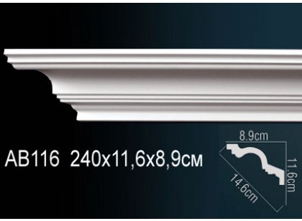 Карниз потолочный полиуретановый Перфект AB116 2400х116х89 мм