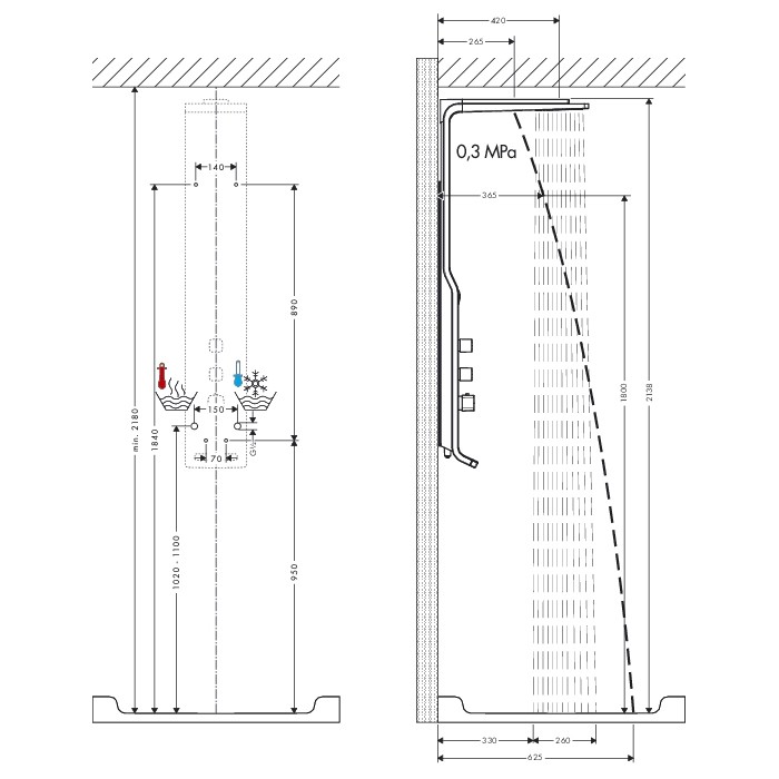 Душевая панель Hansgrohe Raindance Lift 27008400