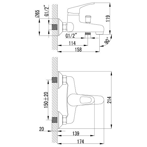 Смеситель для ванны Lemark Omega LM3102C