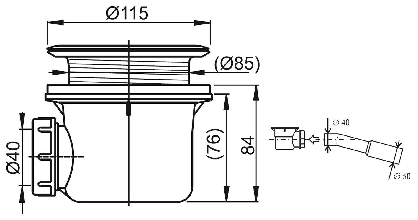 Сифон для душевого поддона Ravak X01308 Basic 90