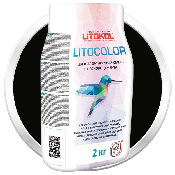 Смесь затирочная цементная для швов Litokol Litocolor L.14 Антрацит 2 кг