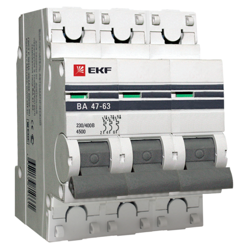 Автоматический выключатель EKF Proxima ВА 47-63 3P 4,5 кА 63А С