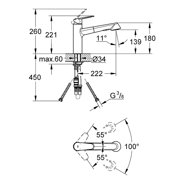 Смеситель для кухни Grohe Eurodisc Cosmopolitan 32257002