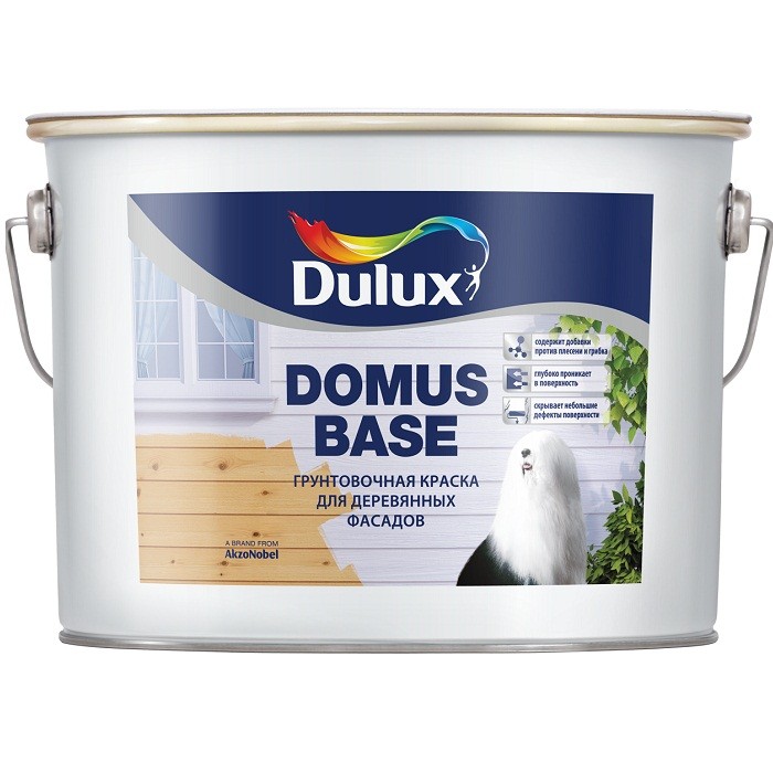 Краска грунтовочная Dulux Domus Base для деревянных фасадов белая 10 л