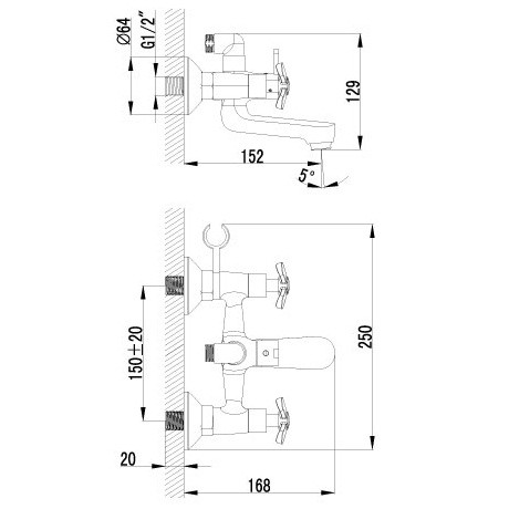 Смеситель для ванны Lemark Partner LM6542C