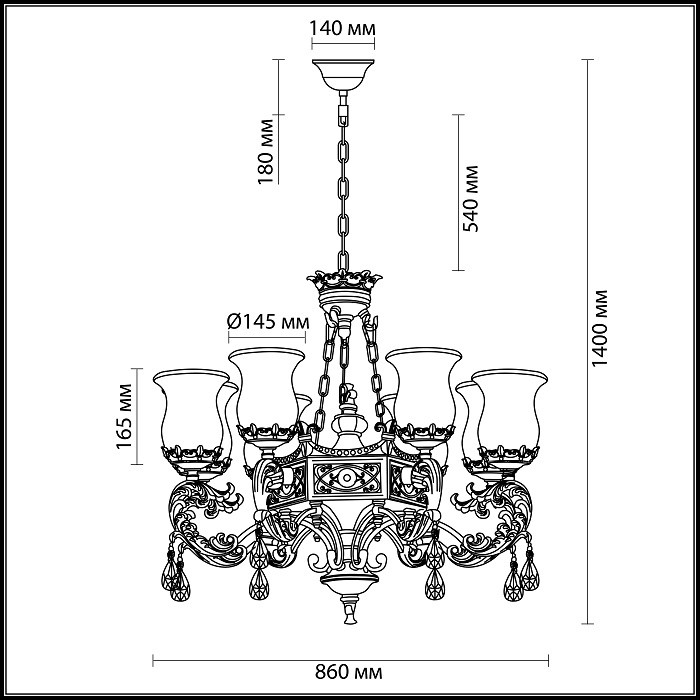 Люстра подвесная Odeon Light Varza 2430/9 бронза E27 9х60W 220V