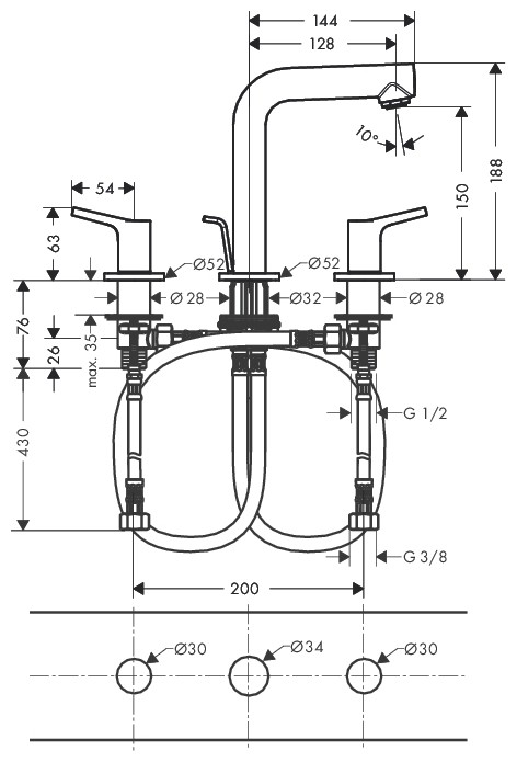 Смеситель для раковины Hansgrohe Talis S 80 72130000