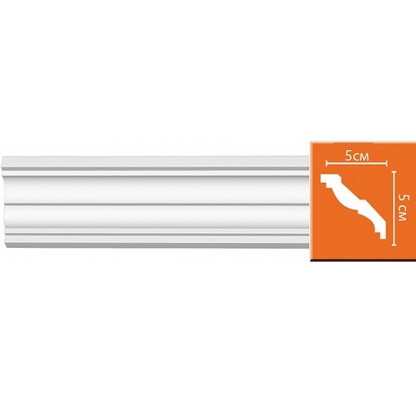 Плинтус потолочный полиуретановый Decomaster 96117F 2400х50х50 мм