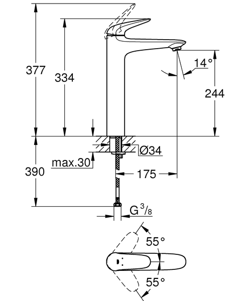 Смеситель для раковины Grohe Eurostyle 23719LS3