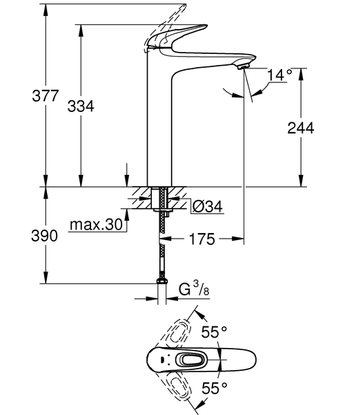 Смеситель для раковины Grohe Eurostyle New 23570003