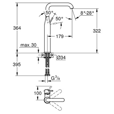 Смеситель для раковины Grohe Essence+ 32901001 свободностоящий