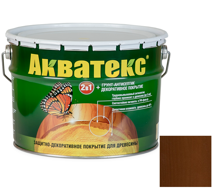 Грунт-антисептик для древесины Акватекс Орех 10 л