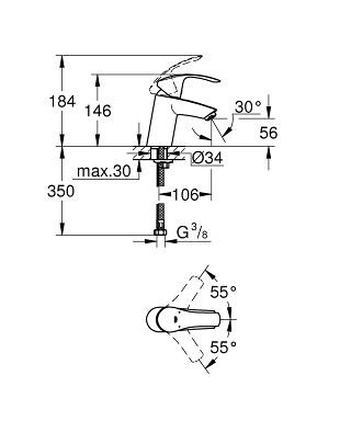 Смеситель для раковины Grohe Eurosmart 32467002