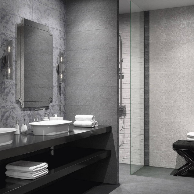 Плитка керамическая Kerama Marazzi 13055R Гренель структура обрезная темно-серая 895х300 мм