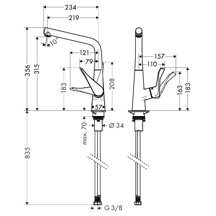Смеситель для кухни Hansgrohe Metris 14822000