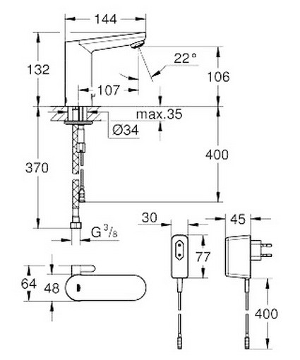 Смеситель для раковины Grohe Eurosmart Cosmopolitan E 36327001