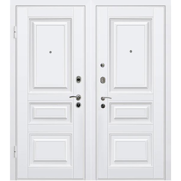 Дверь входная металлическая МеталЮр М11 левая 2050х960 мм снаружи и внутри МДФ винорит белый