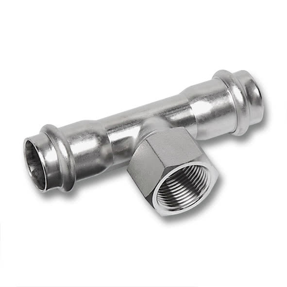 Тройник стальной Sanha NiroSan 9130G 22 мм х 3/4 дюйма