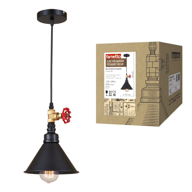 Светильник подвесной Fametto Vintage DLC-V104-1001 Black E27 60W 220V