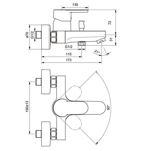Смеситель для ванны Ideal Standard CeraPlan III B0718AA
