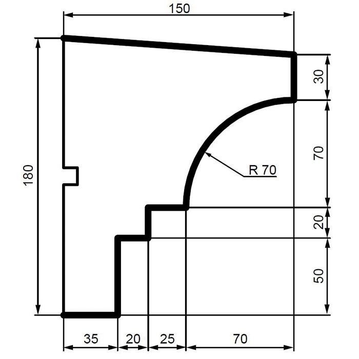 Подоконник фасадный из полистирола Leptonika DC 115