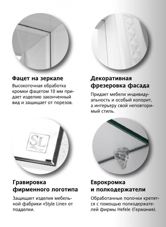 Зеркало-шкаф Style Line Канна 50/С Люкс белый