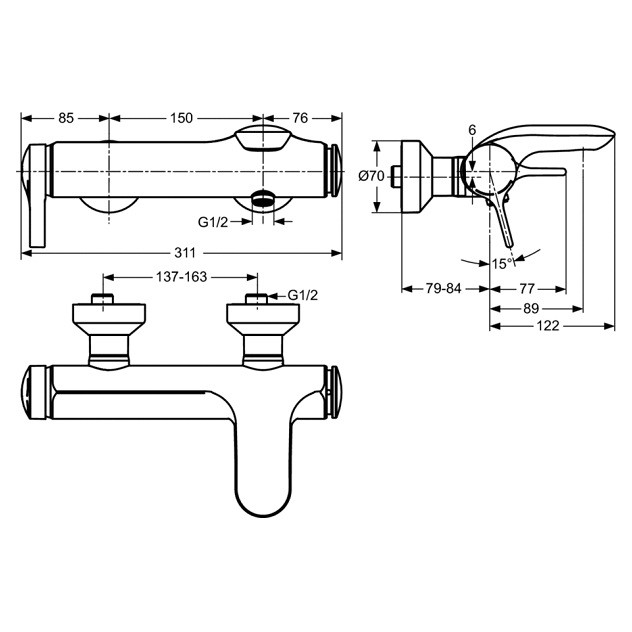 Смеситель для ванны Ideal Standard Melange A4271AA
