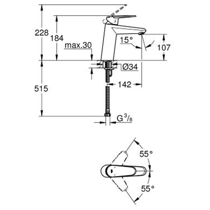 Смеситель для раковины Grohe Eurodisc Cosmopolitan 23449002