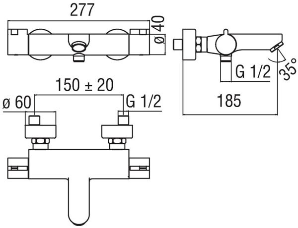 Термостат для ванны Nobili Abc AB87010/1CR