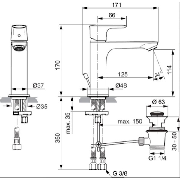 Смеситель для раковины Ideal Standard Connect Air A7012AA