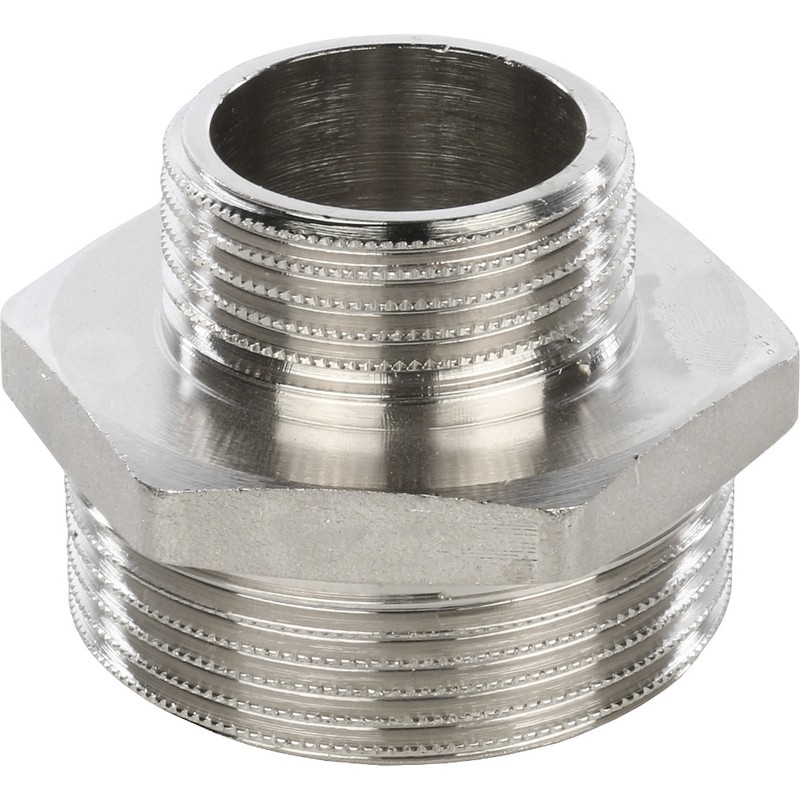 Ниппель переходной Stout SFT-0004-001121 1 1/2х1 дюйм никелированный с наружной резьбой