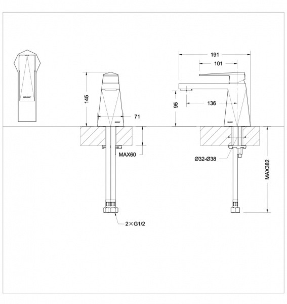Смеситель для раковины Bravat Iceberg F176110C