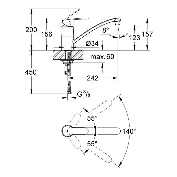 Смеситель для кухни Grohe Eurostyle Cosmopolitan 33977002