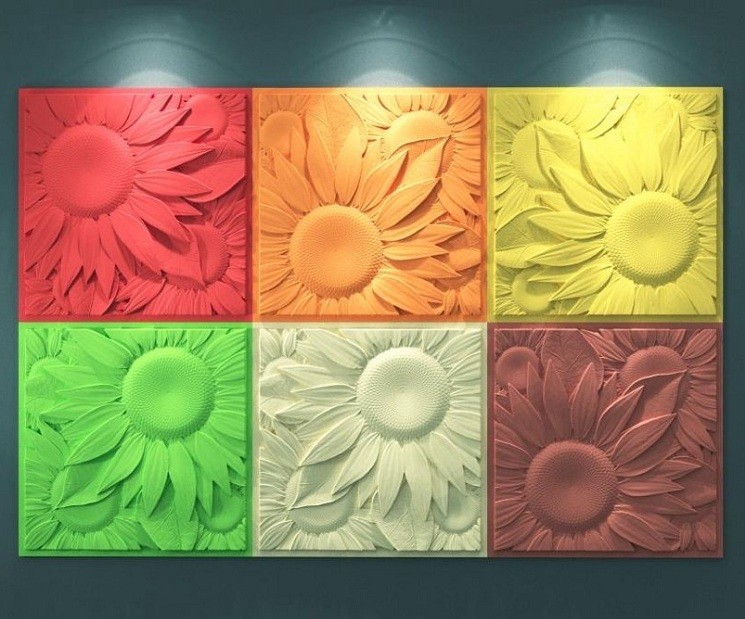 Дизайнерская 3D  панель из гипса Artpole Sunflower 500х500 мм