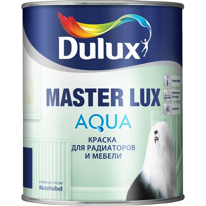 Эмаль акриловая Dulux Master Lux Aqua 40 для радиаторов и мебели база BW полуглянцевая 1л
