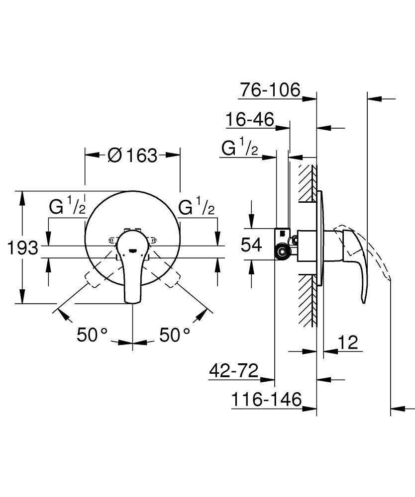Смеситель для душа Grohe Eurosmart 2015 33556002 встроенный