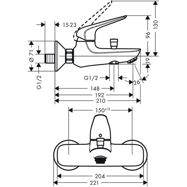 Смеситель для ванны Hansgrohe Metropol 71040000