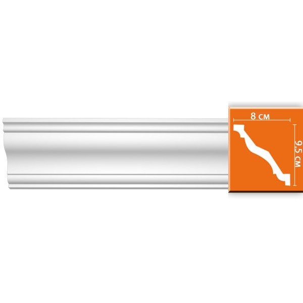 Плинтус потолочный полиуретановый Decomaster 96625 2400х80х95 мм