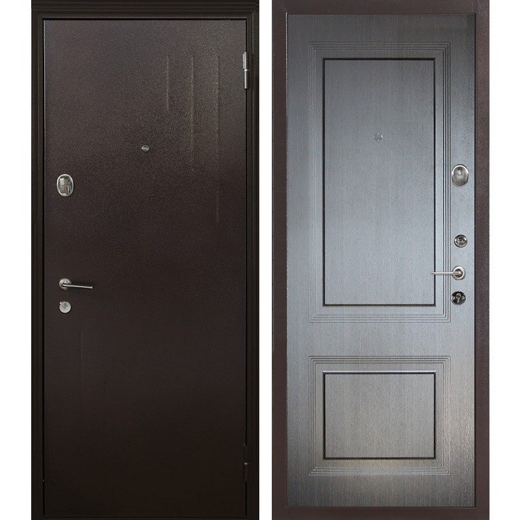 Дверь входная металлическая Меги 573 правая 2050х970 мм снаружи металл Медный антик внутри МДФ 1864 Венге