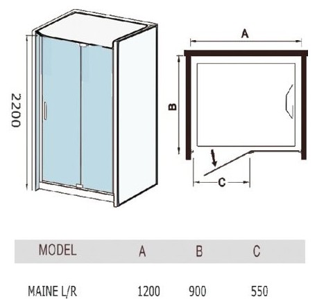 Душевая кабина Weltwasser WW1000 Maine R 1200х900х2200 мм