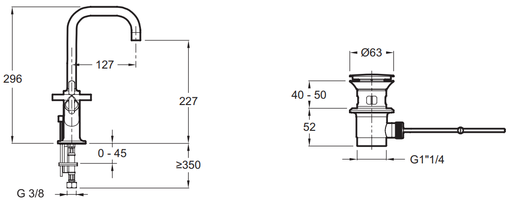 Смеситель для раковины Jacob Delafon Purist E14595-3-CP