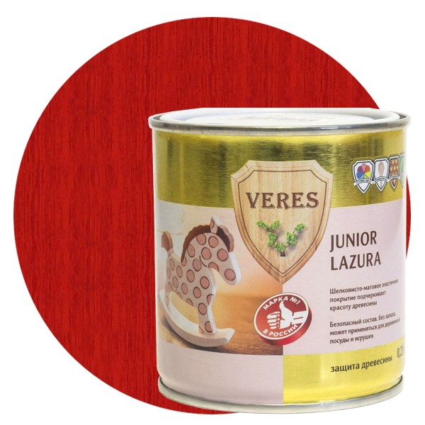 Пропитка для древесины Veres Junior Lazura №23 алая 0,25 л