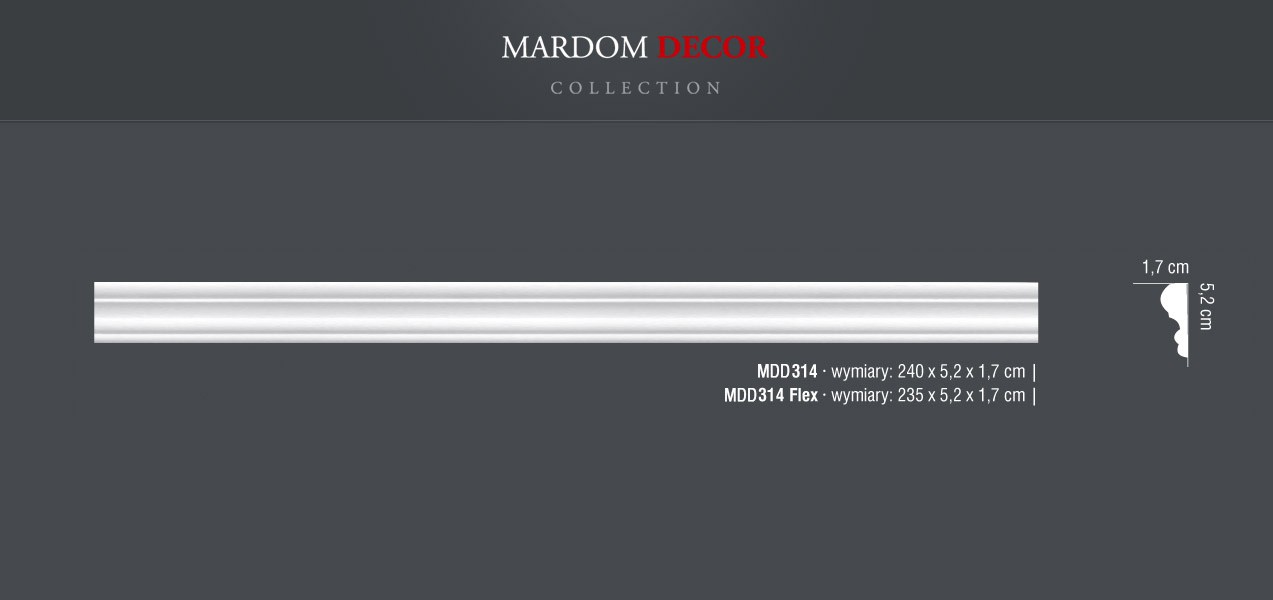 Молдинг полиуретановый Mardom Decor MDD314F 2350х52х17 мм