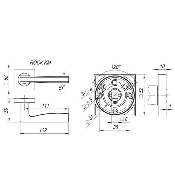 Ручка дверная Fuaro Rock KM AB/GP-7