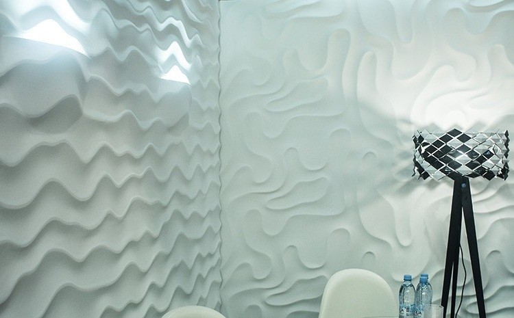 Дизайнерская 3D панель из гипса Artpole Sandy 2 LED White 3 модуля 600х600 мм