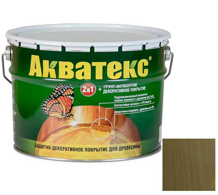 Грунт-антисептик для древесины Акватекс Еловая зелень 10 л