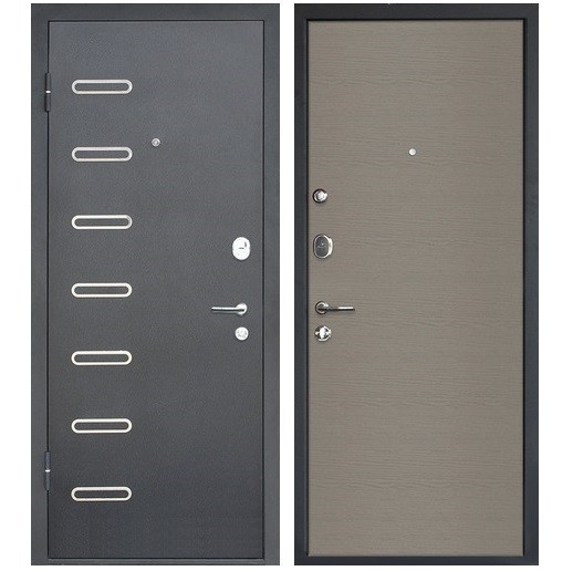 Дверь входная металлическая МеталЮр М29 левая 2050х860 мм снаружи металл Черный бархат внутри МДФ Дуб французский серый